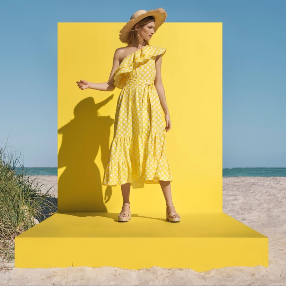 Lisa Marie Fernandez Polka Dot One Shoulder Dress